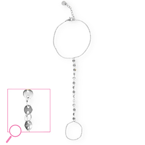 Bracciale baciamano in acciaio inossidabile piccole monete argento