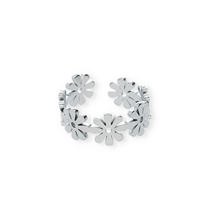Anelli in acciaio inossidabile fiore argento