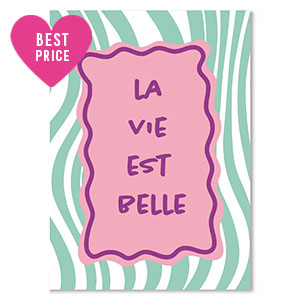 Espositori bigiotteria in cartoncino "la vie est belle" verde-rosa