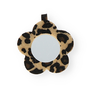 Ciondoli accattivanti specchio fiore con stampa leopardo beige-marrone scuro-nero