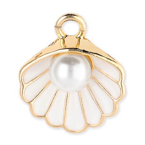 Ciondoli di metallo conchiglia con perla oro-bianco