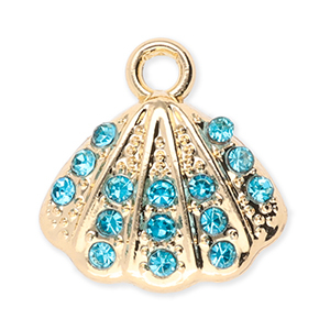 Ciondoli di metallo conchiglia con strass oro-blu