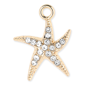 Ciondoli di metallo stella marina con strass oro-trasparente