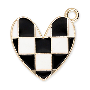 Ciondoli di metallo cuore con cubi oro-nero-bianco
