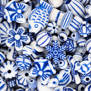 Perline in acrilico mix bianco-blu Delft