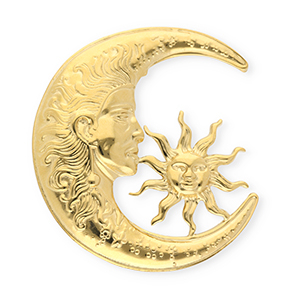 Broches accattivanti in acciaio inossidabile luna & sole oro