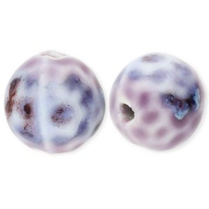 Perline di ceramica 15mm con puntini viola-blu