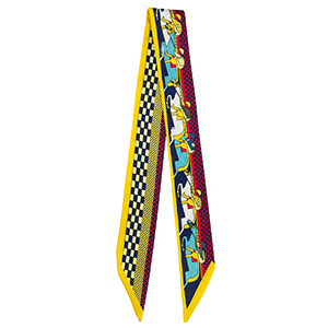 Bandana foulard con cavalli giallo-blu scuro-rosso