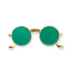 Broches malto occhiali da sole con strass oro-verde