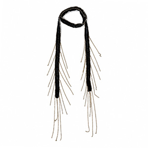 Choker in organza con perline di vetro nero-oro