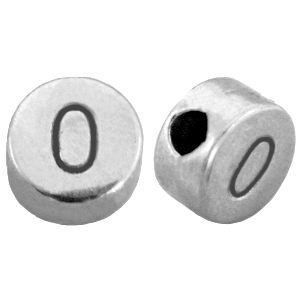 Perline numerico di metallo DQ con disegno numero 0 argento antico (privo di nichel)