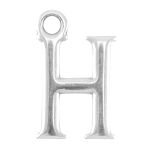 Ciondolo di metallo DQ a forma di lettera H argento antico (privo di nichel)