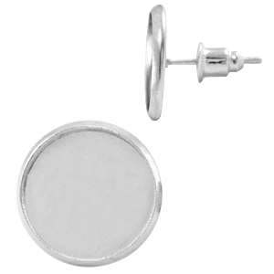 Perno di metallo per cabochon 12 mm argento