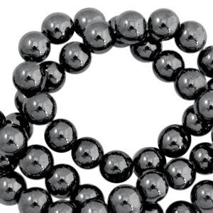 Perline di ematite 6 mm tonda grigio antracite