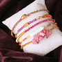Braccialetti carini con perline sfaccettate in pietra naturale con effetto cristallo!